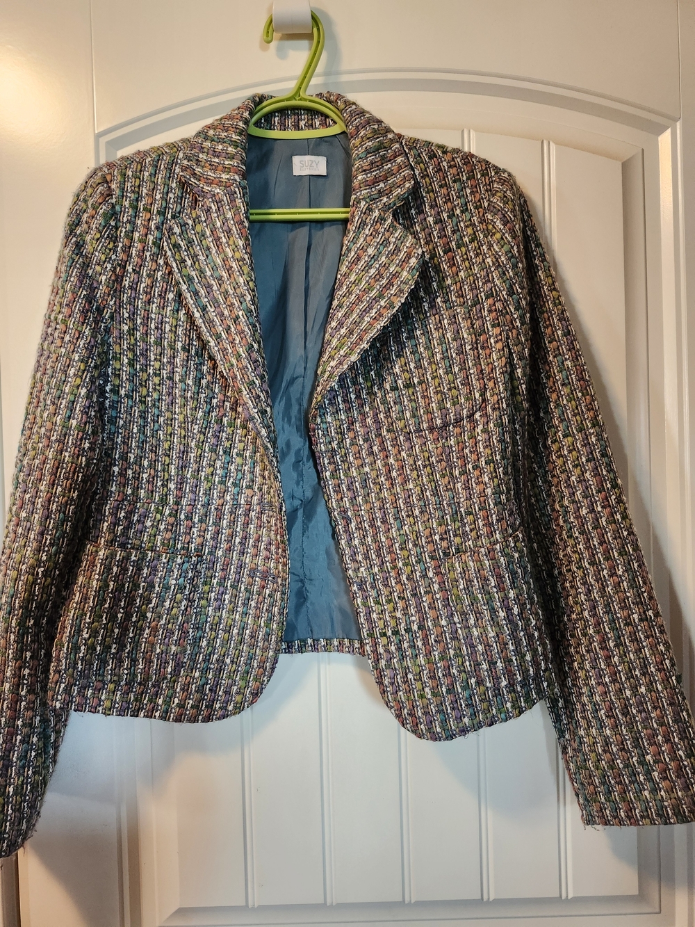 Multicolor Tweed Women's Blazer Jacket